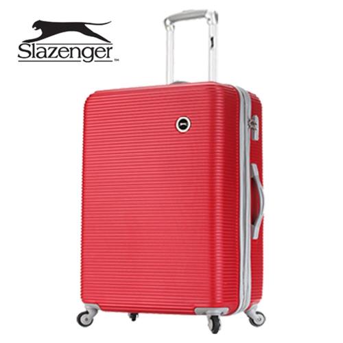 【英國 Slazenger 史萊辛格】 24吋 珠光橫條紋行李箱/拉桿箱/旅行箱(玫瑰紅)