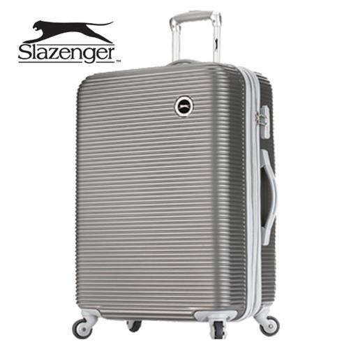 【英國 Slazenger 史萊辛格】 28吋 珠光橫條紋行李箱/拉桿箱/旅行箱(紳士灰)
