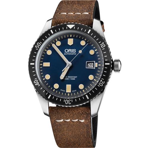 Oris Divers Sixty-Five 1965 復刻潛水機械腕錶-藍x棕/42mm 0173377204055-0752102
