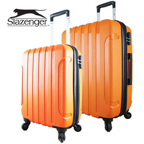 英國Slazenger 史萊辛格 20+24吋駭客直條紋行李箱-加州橘