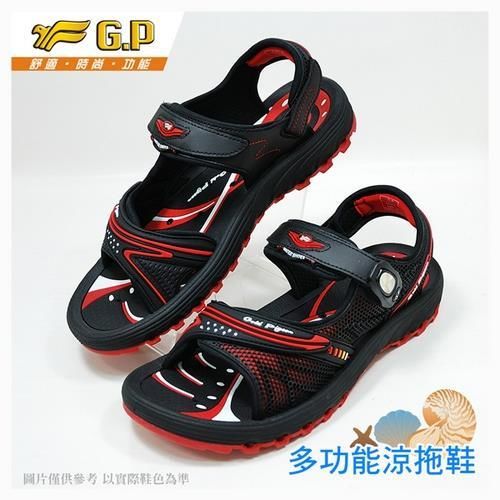 【G.P 時尚休閒涼鞋】G6915-14 黑紅色 (SIZE:37-43 共三色)