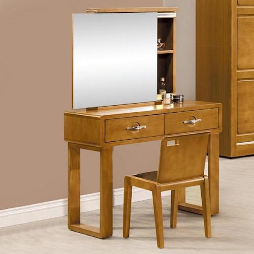Boden-卡洛實木3尺化妝鏡檯(桌椅組)