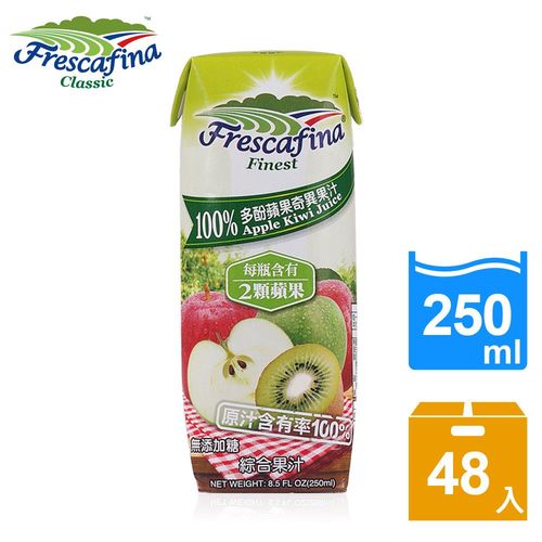 【嘉紛娜】100%多酚蘋果奇異果汁4盒組(12入/盒)