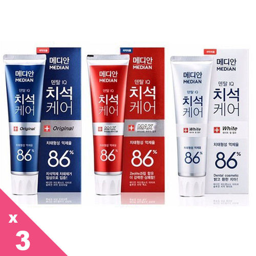 韓國 MEDIAN 86% 麥迪安強效美白去牙垢牙膏 (120g)x3入組