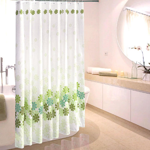 買達人 時尚加厚型防水浴簾(四色花-綠)