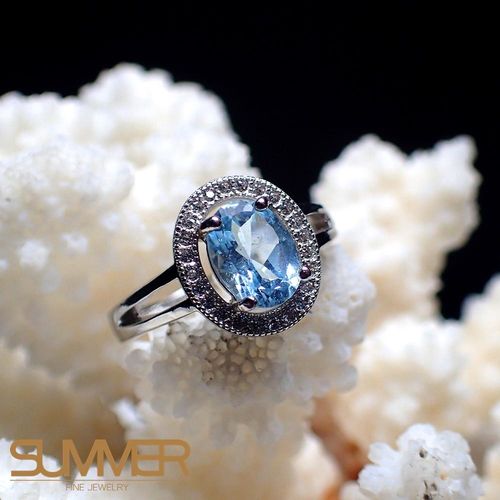 【SUMMER寶石】天然《藍色拓帕石》設計款戒指 (P6-02)