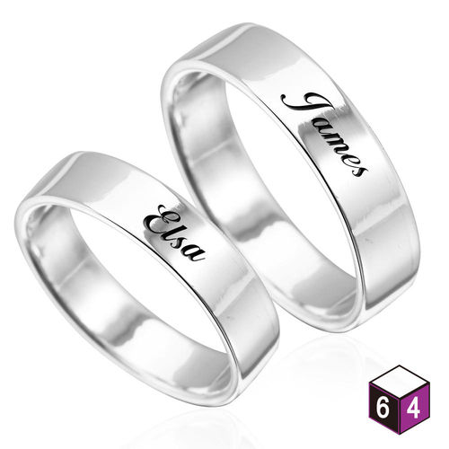 ART64 訂製戒指-情侶對戒 6mm平版刻字  英文 文字 姓名 純銀戒指