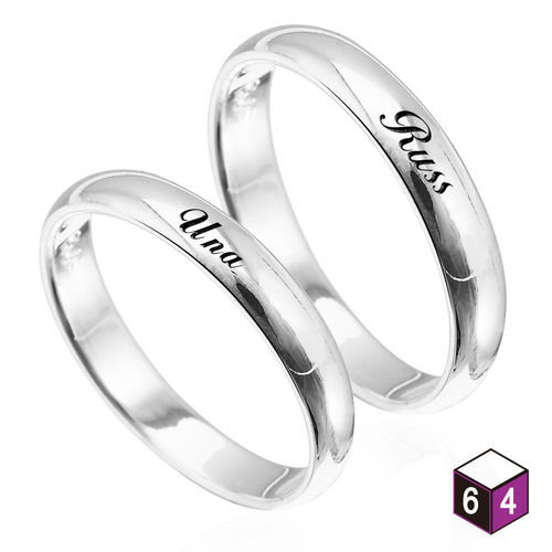 ART64 訂製戒指-情侶對戒 3mm弧形刻字  英文 文字 姓名 純銀戒指