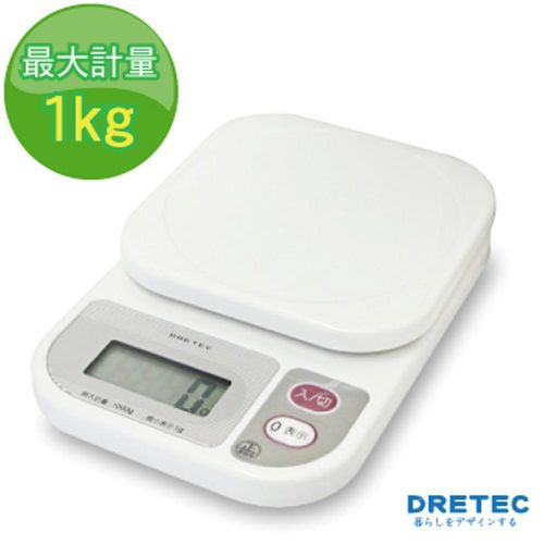 【dretec】「米魯魯」廚房料理電子秤(1kg)(白) 