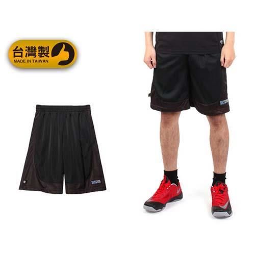 【FIRESTAR】男運動短褲-台灣製 籃球褲 休閒短褲 五分褲 黑紅  台灣製造