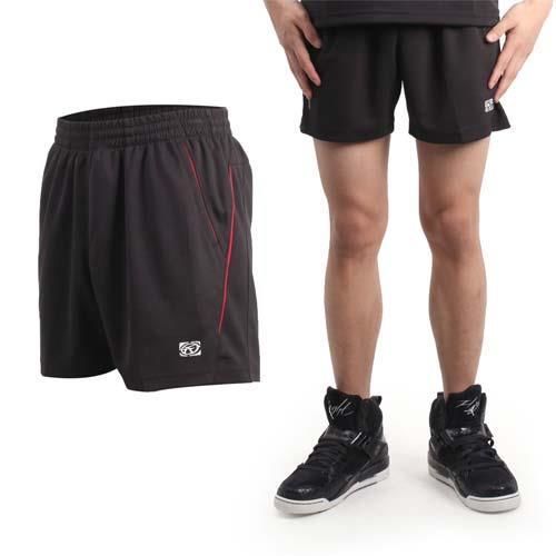 【FIRESTAR】男休閒短褲-慢跑 路跑 運動褲 台灣製 黑紅  兩側口袋設計