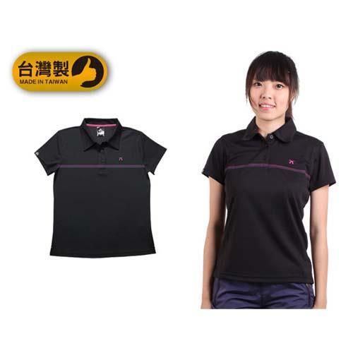 【FIRESTAR】女短袖POLO衫-台灣製 休閒T恤 黑桃紅