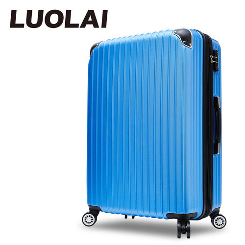 【LUOLAI】繽紛花語 28吋ABS防刮鑽石紋可加大行李箱(高光藍)