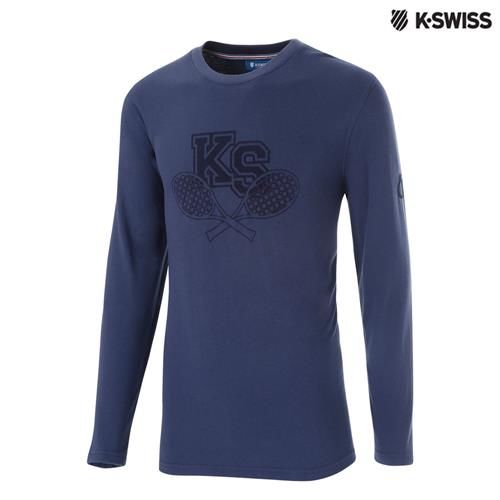 K-Swiss Graphic LS Tee印花長袖T恤-男-單寧藍