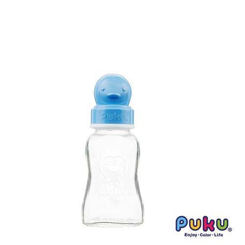 PUKU藍色企鵝 卡哇伊玻璃奶瓶-150cc(水色)