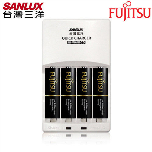 SANLUX三洋 智慧型極速充電組(內附Fujitsu 高容量充電電池3號4入)
