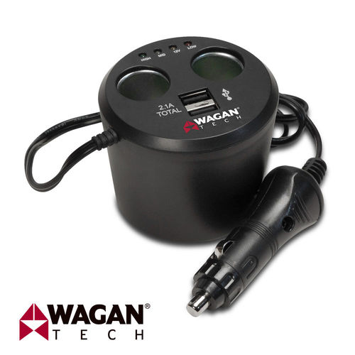 美國 WAGAN 雙孔USB點菸器擴充座 (2537-5)