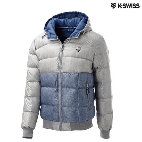 K-Swiss Quilted Reversible Down 羽絨外套-男-炭灰/單寧藍
