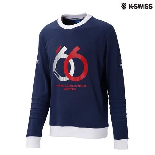 K-Swiss Crewneck Sweatshirt印花長袖T恤-男-深藍