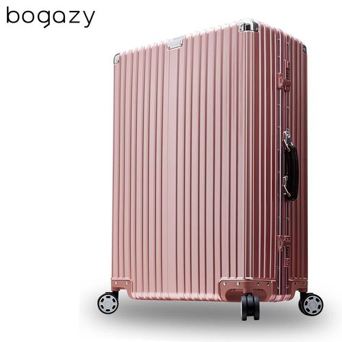 【Bogazy】淬鍊經典 26吋PC鋁框鏡面行李箱(玫瑰金)