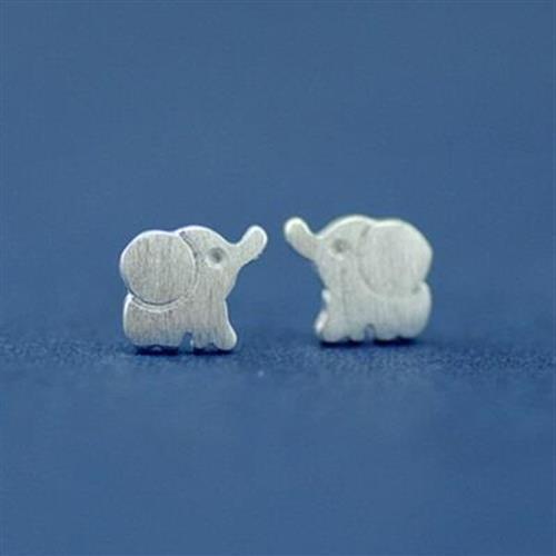 【米蘭精品】純銀耳環925純銀耳針式耳飾時尚熱銷可愛大象73ag36