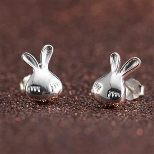 【米蘭精品】純銀耳環925純銀耳針式耳飾可愛小兔子精選73ag49