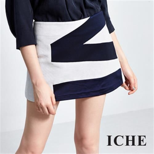 【ICHE 衣哲】簡約色塊拼接造型短裙