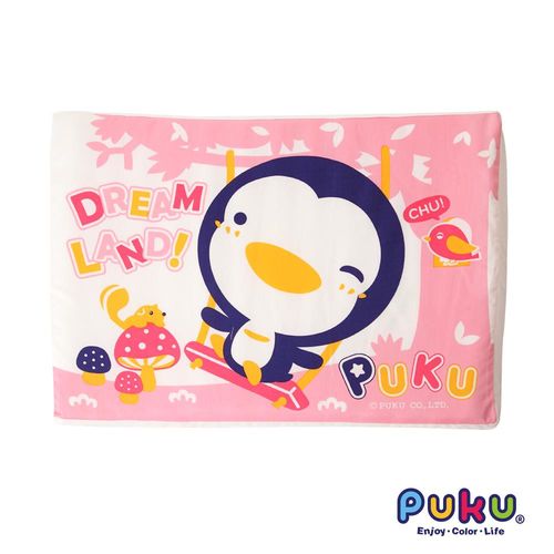 PUKU藍色企鵝 波浪乳膠枕42*30cm-粉色
