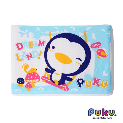 PUKU藍色企鵝 波浪乳膠枕42*30cm-水色