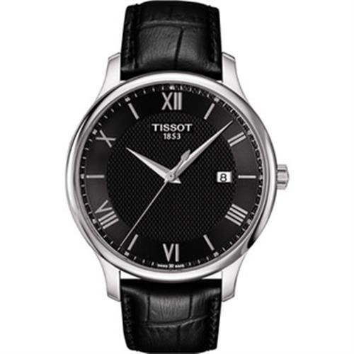 TISSOTTradition羅馬經典大三針石英腕錶-黑/42mmT0636101605800