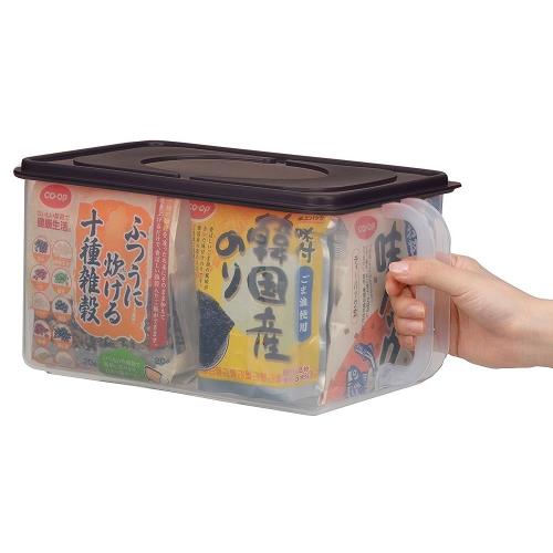 日本製造INOMATA高位層板專用6.3公升淺型手持收納盒(咖啡色盒蓋)
