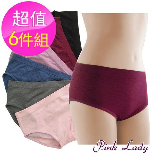 【PINK LADY】 古典花卉刺繡親膚無縫內褲3607 (6件組)