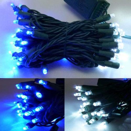 50燈LED燈串聖誕燈 (藍白光綠線插電式)(附控制器跳機)(高亮度又省電)