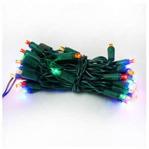 50燈LED燈串聖誕燈 (四彩色光綠線)(附控制器跳機)(高亮度又省電)