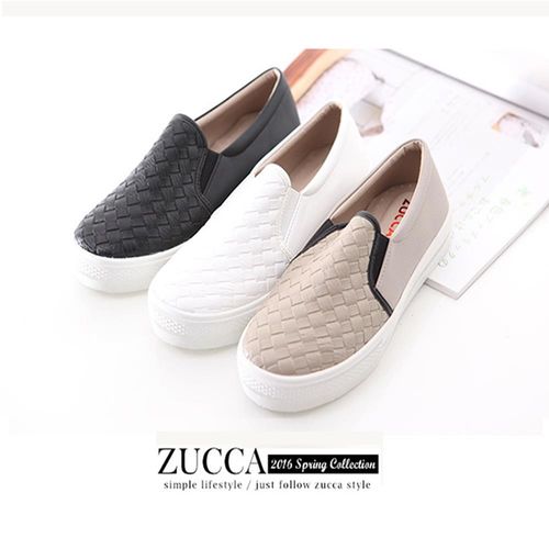 ZUCCA【Z6005】簡約編織菱格厚底包鞋-黑色/駝色/白色 