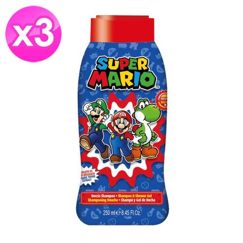 【即期品】義大利進口Super Mario有機植萃洗髮沐浴乳(青蘋果香)250ml-3入組-有效2021.05