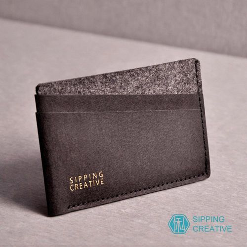 俬品創意 - 設計款紙革信用卡夾-極簡黑