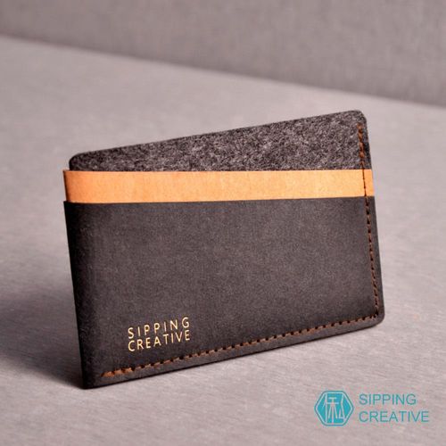 俬品創意 - 設計款紙革信用卡夾-時尚黑