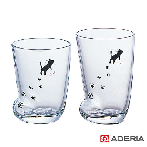 【ADERIA】日本進口足跡玻璃杯套組(貓款)