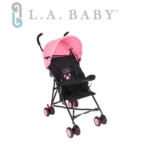 【美國 L.A. Baby】 -亮彩輕便嬰兒手推車(浪漫粉)