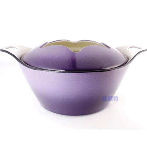 易麗特 歐式琺瑯鑄鐵湯鍋(紫)2入組