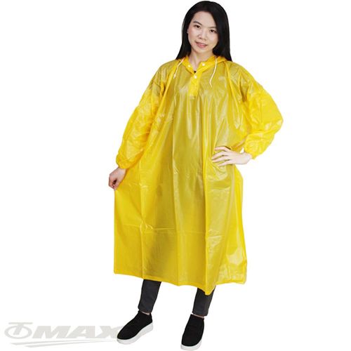 OMAX披風雨衣-黃色2XL-1入+透明雨鞋套2雙(1包)