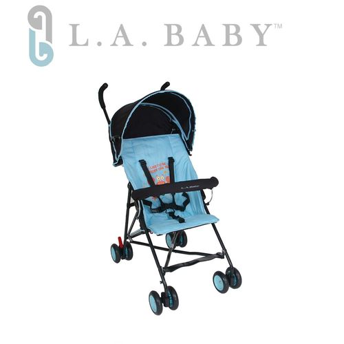 【美國 L.A. Baby】亮彩輕便嬰兒手推車（藍黑色）