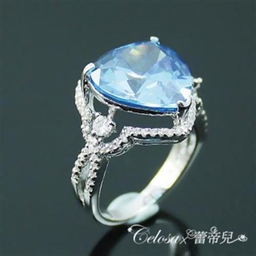 【Celosa珠寶】美滿之心水藍晶鑽戒指