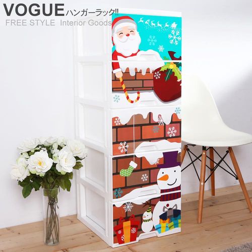 【vogue】KD組裝式 歡樂聖誕收納櫃五層-無輪