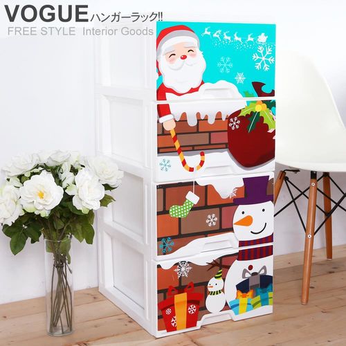 【vogue】KD組裝式 歡樂聖誕收納櫃四層-無輪