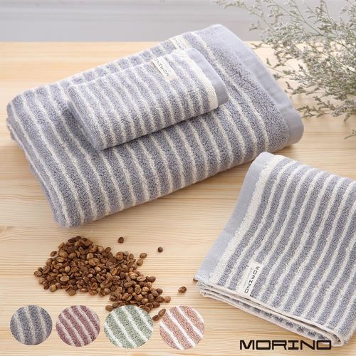 【MORINO】咖啡紗X有機棉橫紋方巾(6入組)