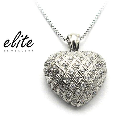 【Elite 伊麗珠寶】925純銀項鍊 八心八箭美鑽系列 - 你最珍貴