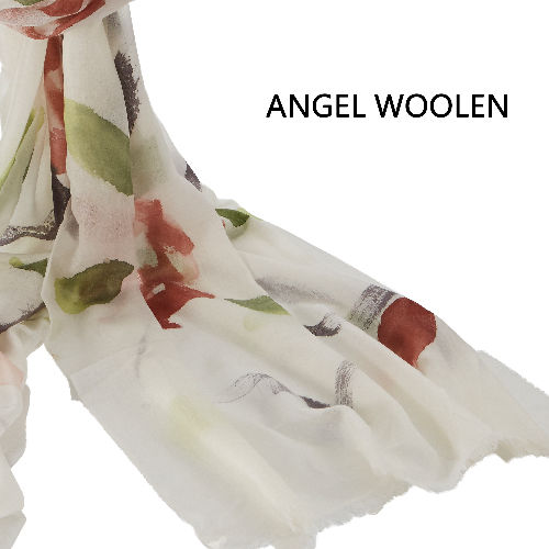 ANGEL WOOLEN  羊絨手繪工藝披肩 圍巾-玫瑰