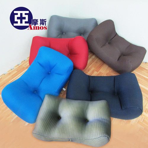 【Amos】沉穩色超厚實3D舒適靠腰枕/舒壓枕 (顏色隨機出貨)